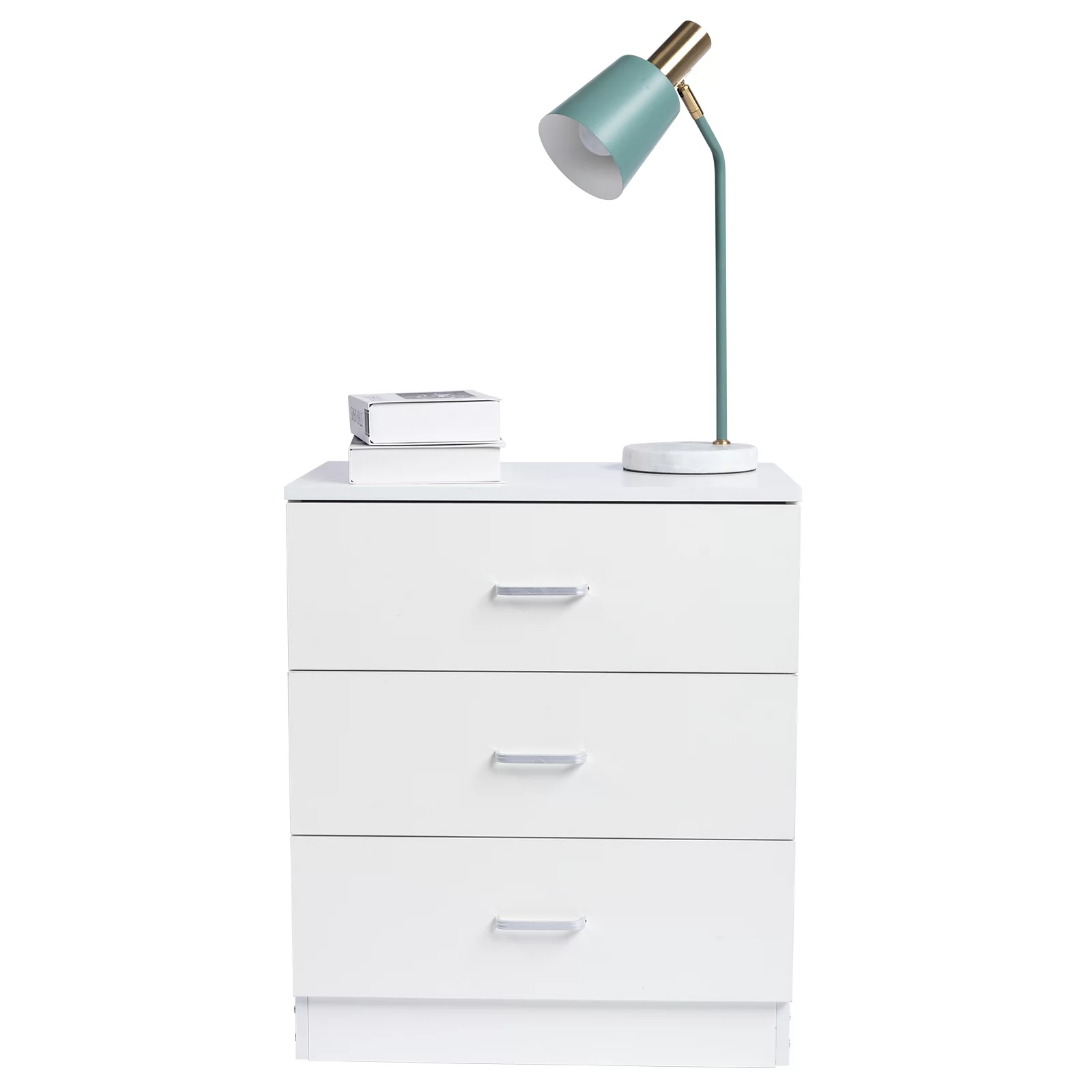 Ktaxon 3-Drawer Dresser Pure White with Metal Handles Bedside Night Stand Bedroom, White
