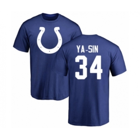 Football Indianapolis Colts #34 Rock Ya-Sin Royal Blue Name & Number Logo T-Shirt