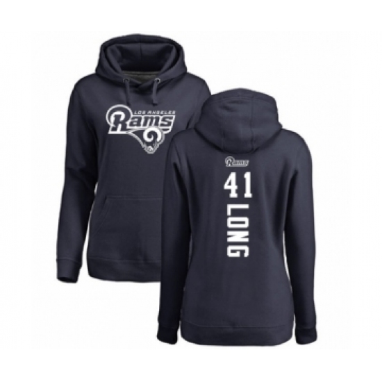 Football Women's Los Angeles Rams #41 David Long Navy Blue Backer Pullover Hoodie