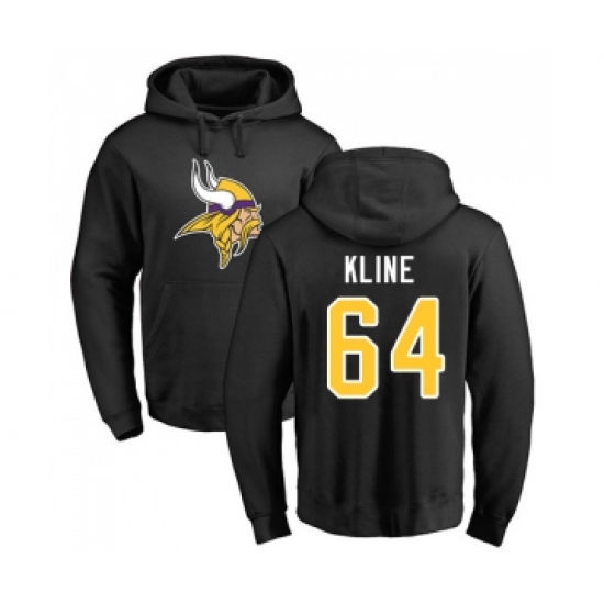 Football Minnesota Vikings #64 Josh Kline Black Name & Number Logo Pullover Hoodie
