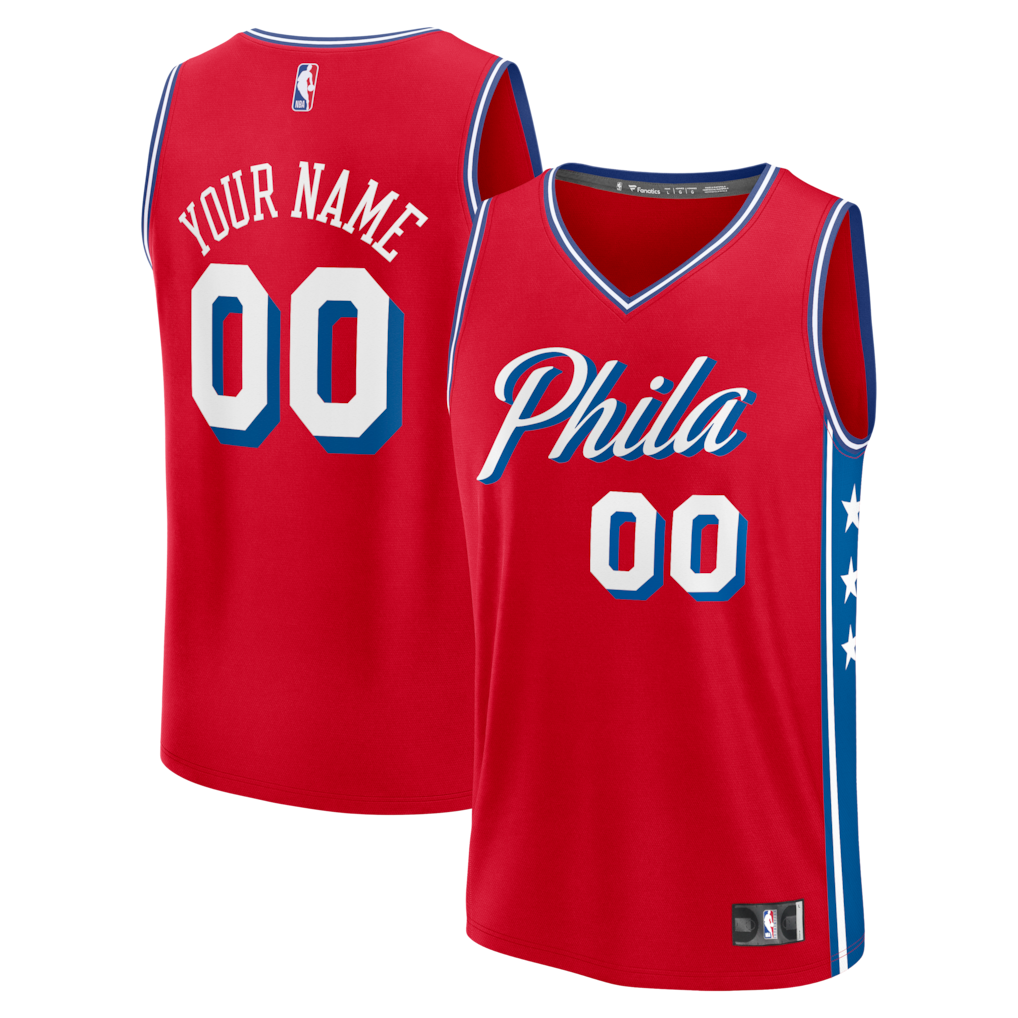 Men's Philadelphia 76ers Fanatics Red Fast Break Custom Jersey - Icon Edition