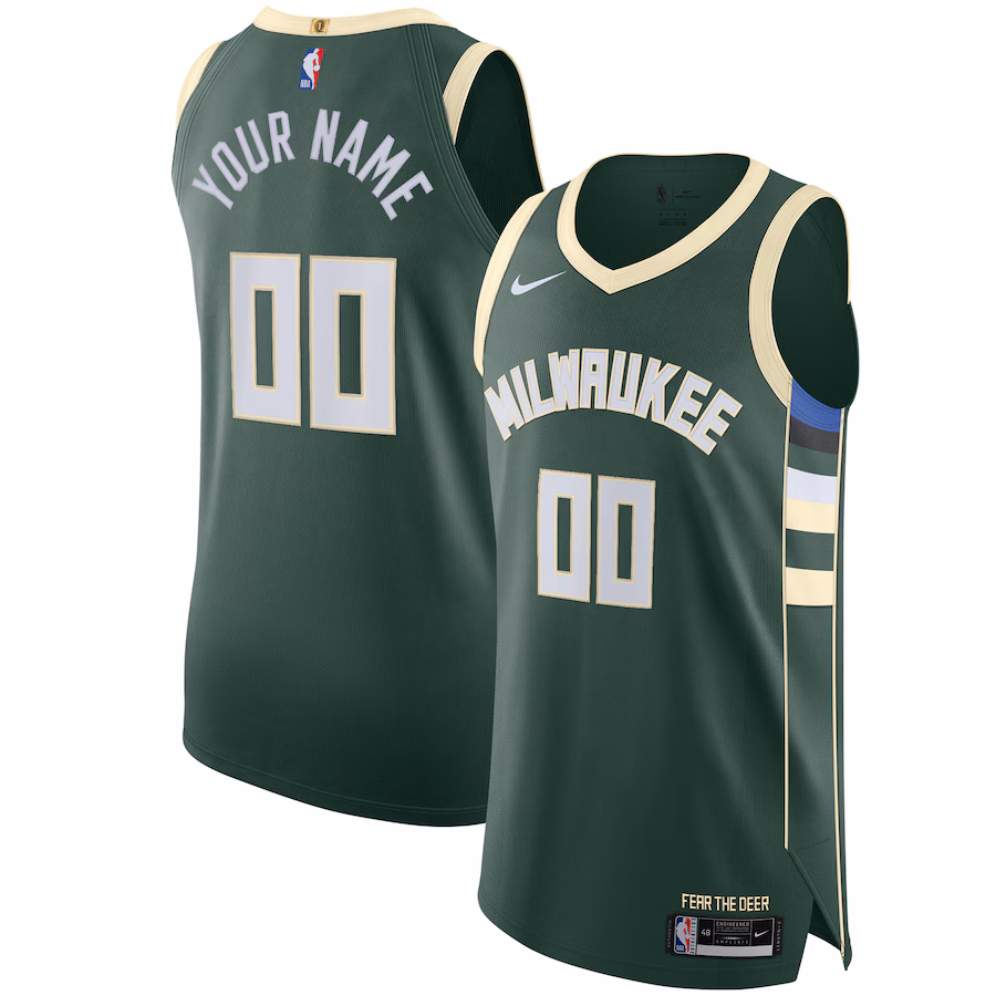 Men's Milwaukee Bucks Nike Green Authentic Custom Jersey - Icon Edition