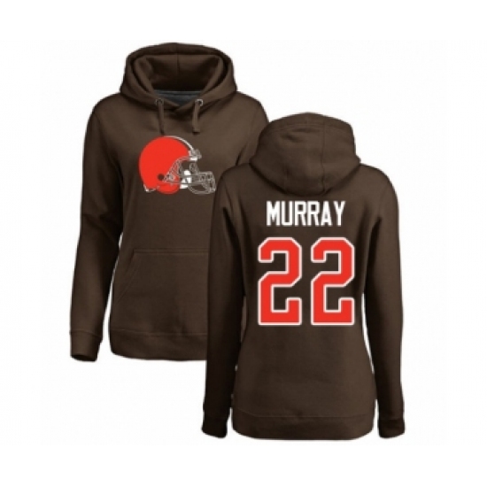 Football Women's Cleveland Browns #22 Eric Murray Brown Name & Number Logo Pullover Hoodie