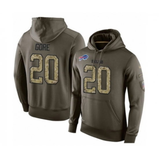 Football Men's Buffalo Bills #20 Frank Gore Green Salute To Service Pullover Hoodie