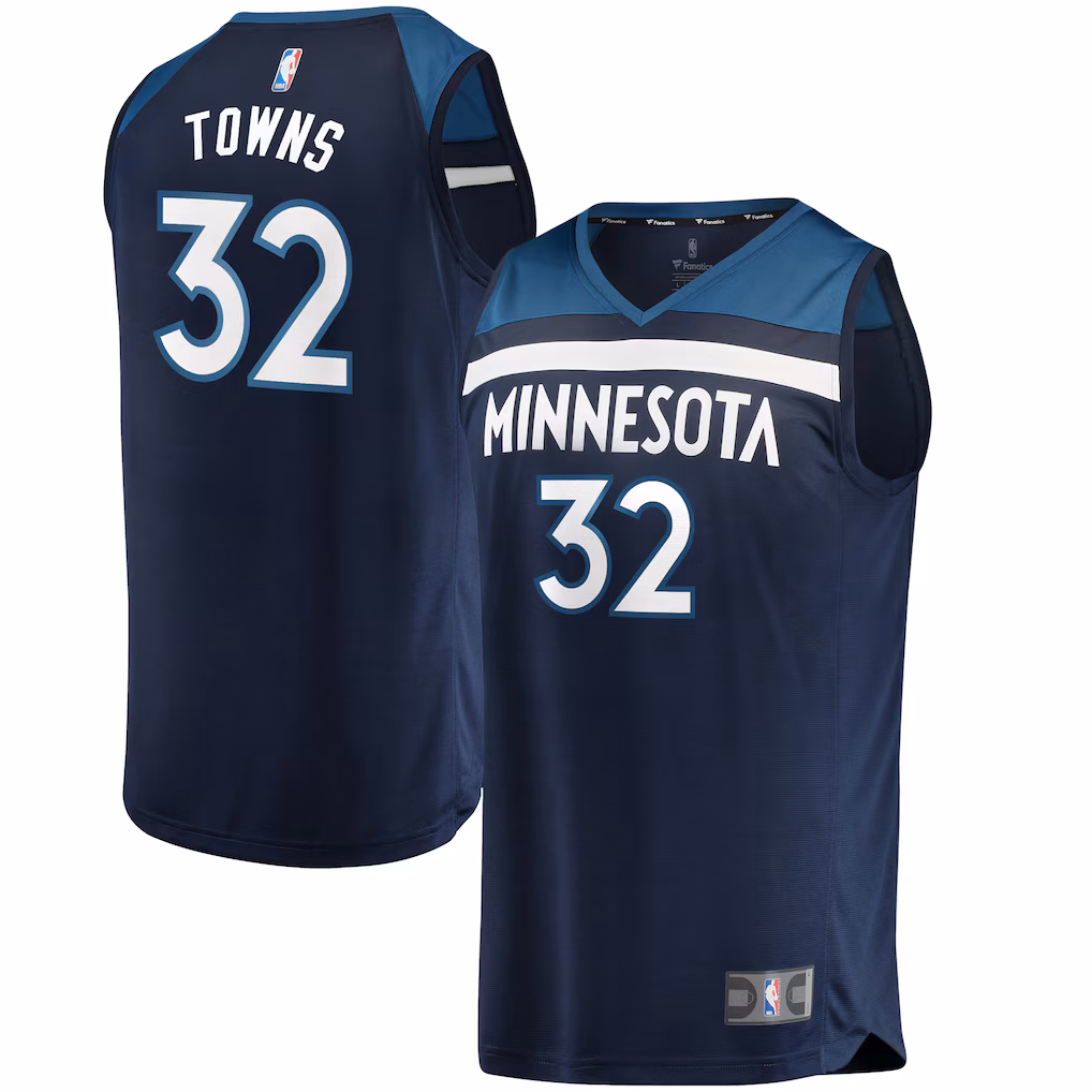 Men's Minnesota Timberwolves Karl-Anthony Towns Fanatics Navy Fast Break Replica Jersey - Icon Edition