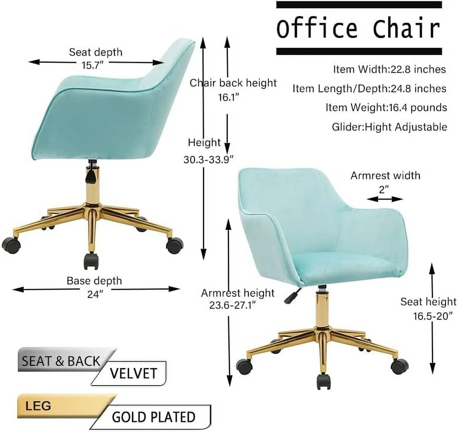 ZFGSUIJN Modern Faux Fur Desk Chair  Faux Fur Home Office Chair  Adjustable Swivel Vanity  Chair  Furry Chair for Girls   Vanity Chair  Room Bedroom Dressing Room (Pink) - Curated Treasures Market