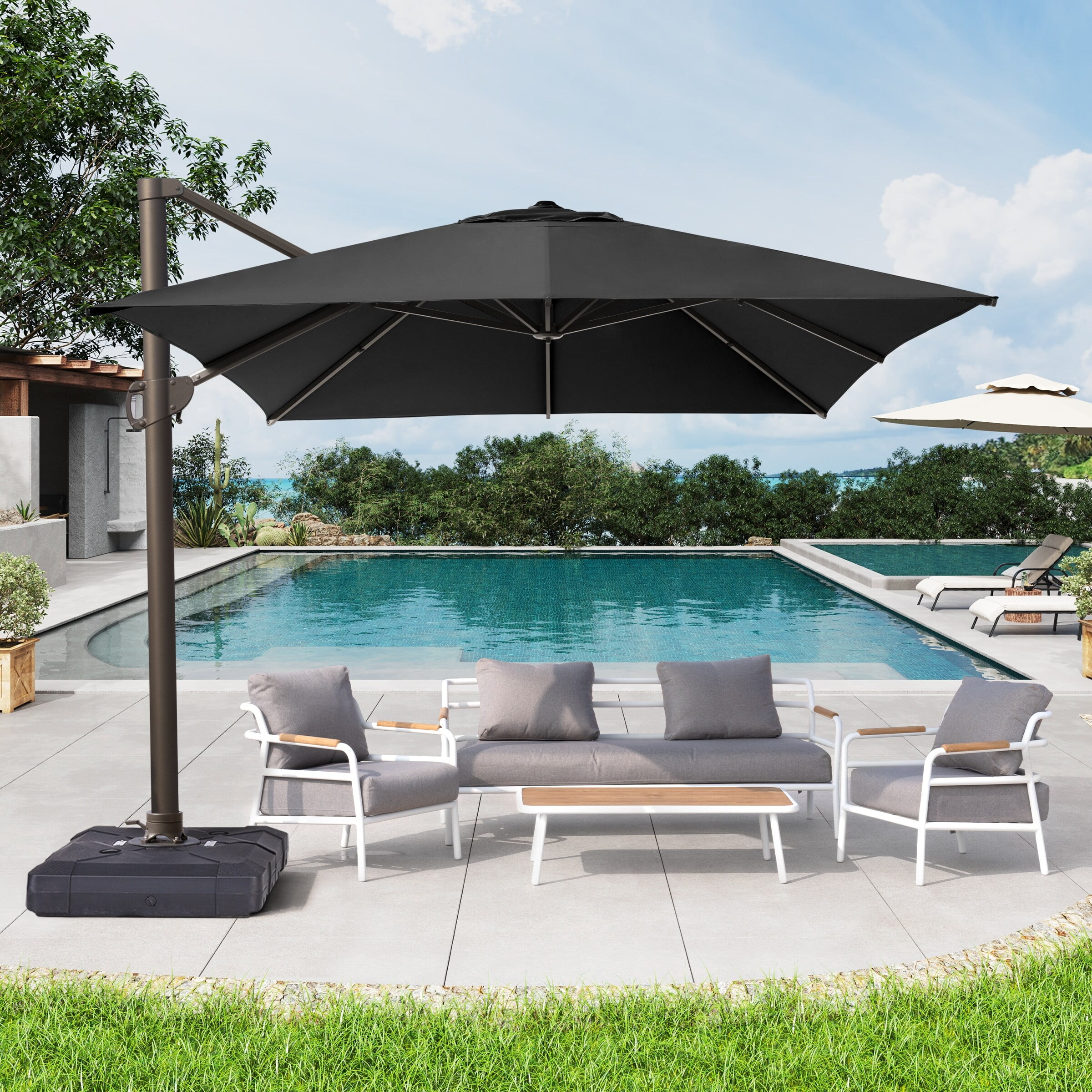Crestlive Products Luxury Outdoor Shade Canopy Patio Cantilever Offset Umbrella with 360-degree Rotation Black - Curated Treasures Market