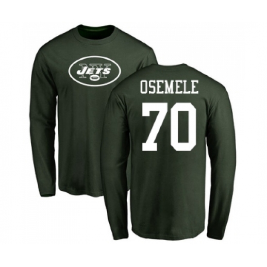 Football New York Jets #70 Kelechi Osemele Green Name & Number Logo Long Sleeve T-Shirt