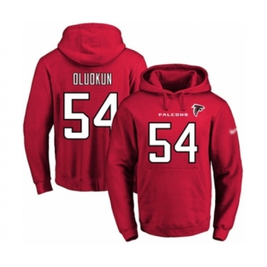 Football Men's Atlanta Falcons #54 Foye Oluokun Red Name & Number Pullover Hoodie