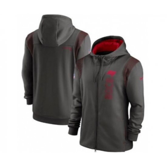 Men's Tampa Bay Buccaneers 2021 Pewter Sideline Team Performance Full-Zip Hoodie