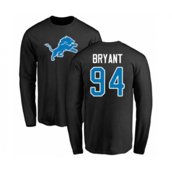 Football Detroit Lions #94 Austin Bryant Black Name & Number Logo Long Sleeve T-Shirt