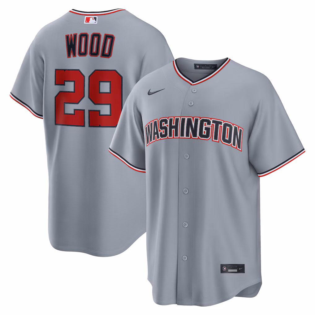 Men's Washington Nationals James Wood Nike Gray Road Replica Jersey
