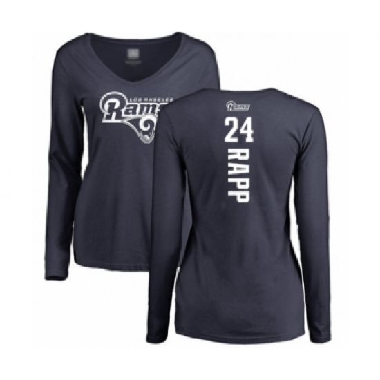 Football Women's Los Angeles Rams #24 Taylor Rapp Navy Blue Backer Slim Fit Long Sleeve T-Shirt