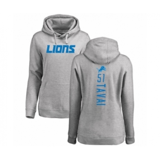 Football Women's Detroit Lions #51 Jahlani Tavai Ash Backer Pullover Hoodie