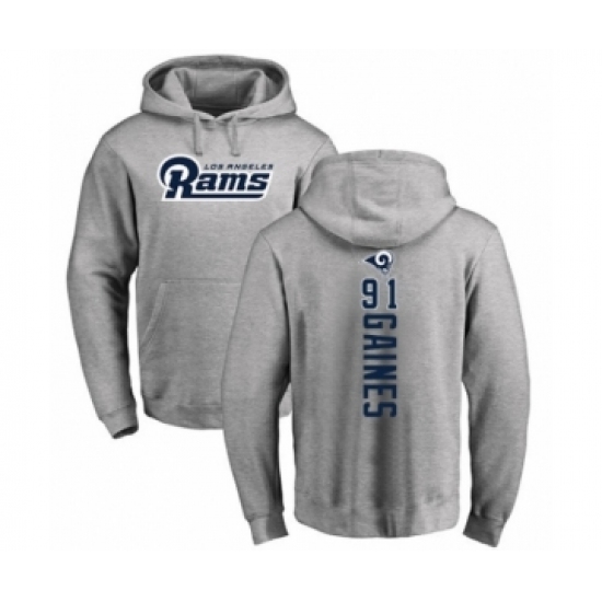 Football Los Angeles Rams #91 Greg Gaines Ash Backer Pullover Hoodie