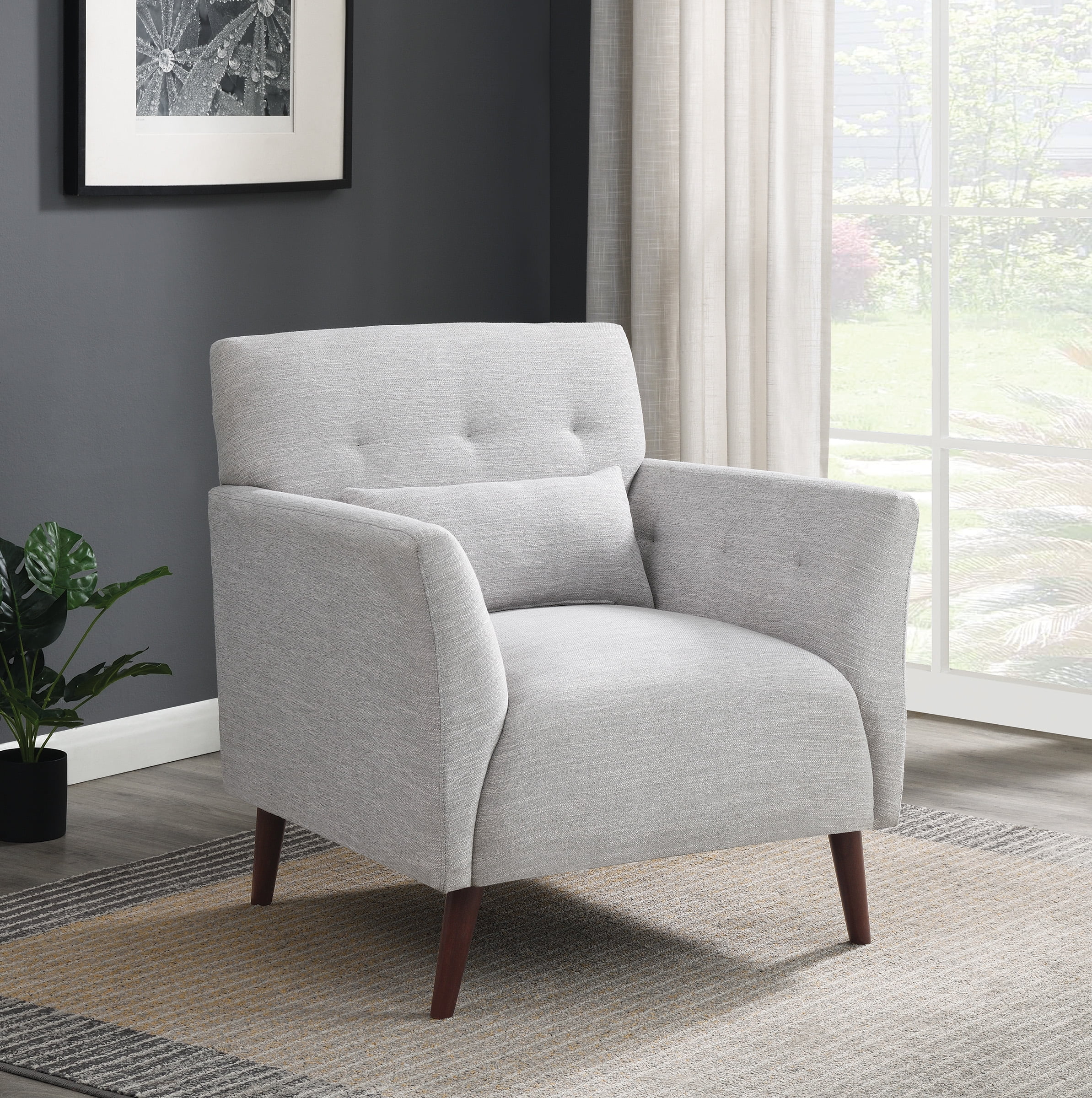 OSP Home Furnishings Phillip Accent Chair in Fog Fabric w/ Medium Espresso Wood Legs - Curated Treasures Market