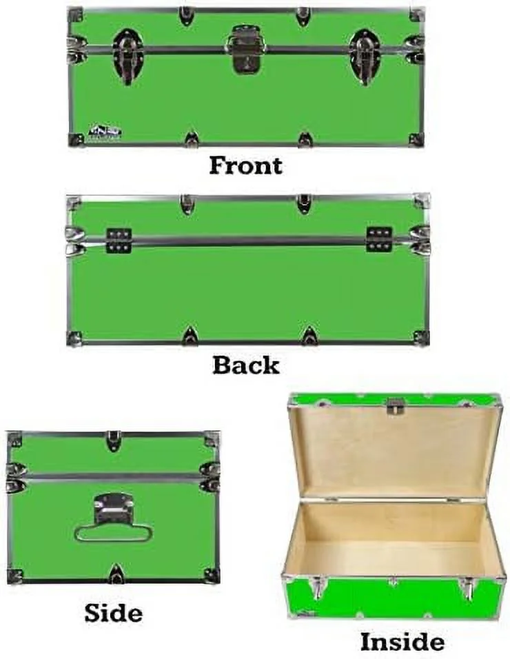 HOOMHIBIU C&N Footlockers Happy Camper  Trunk - Summer Camp Chest - Durable with Lid Stay - 32 x 18 x 13.5 Inches (Navy) - Curated Treasures Market