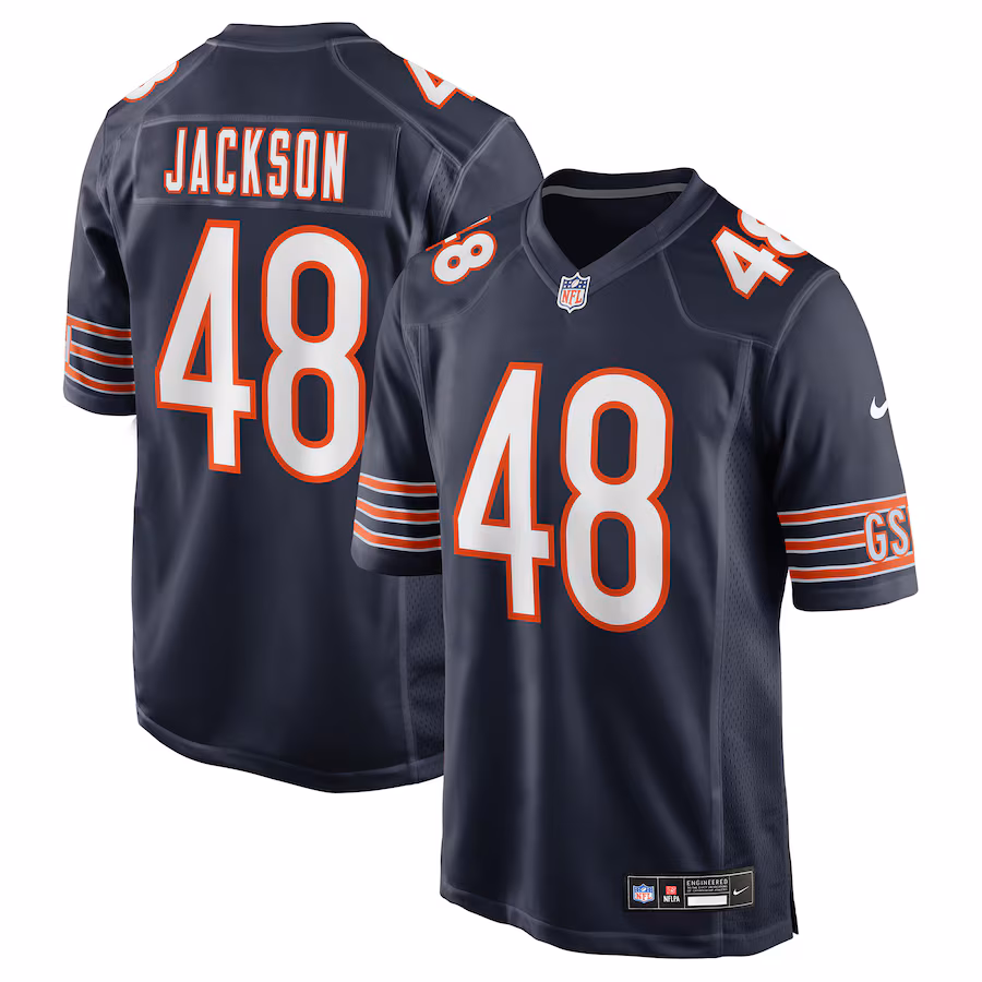 Men's Chicago Bears D'Marco Jackson Nike Navy Team Game Jersey