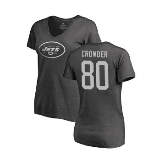 Football Women's New York Jets #80 Jamison Crowder Ash One Color T-Shirt