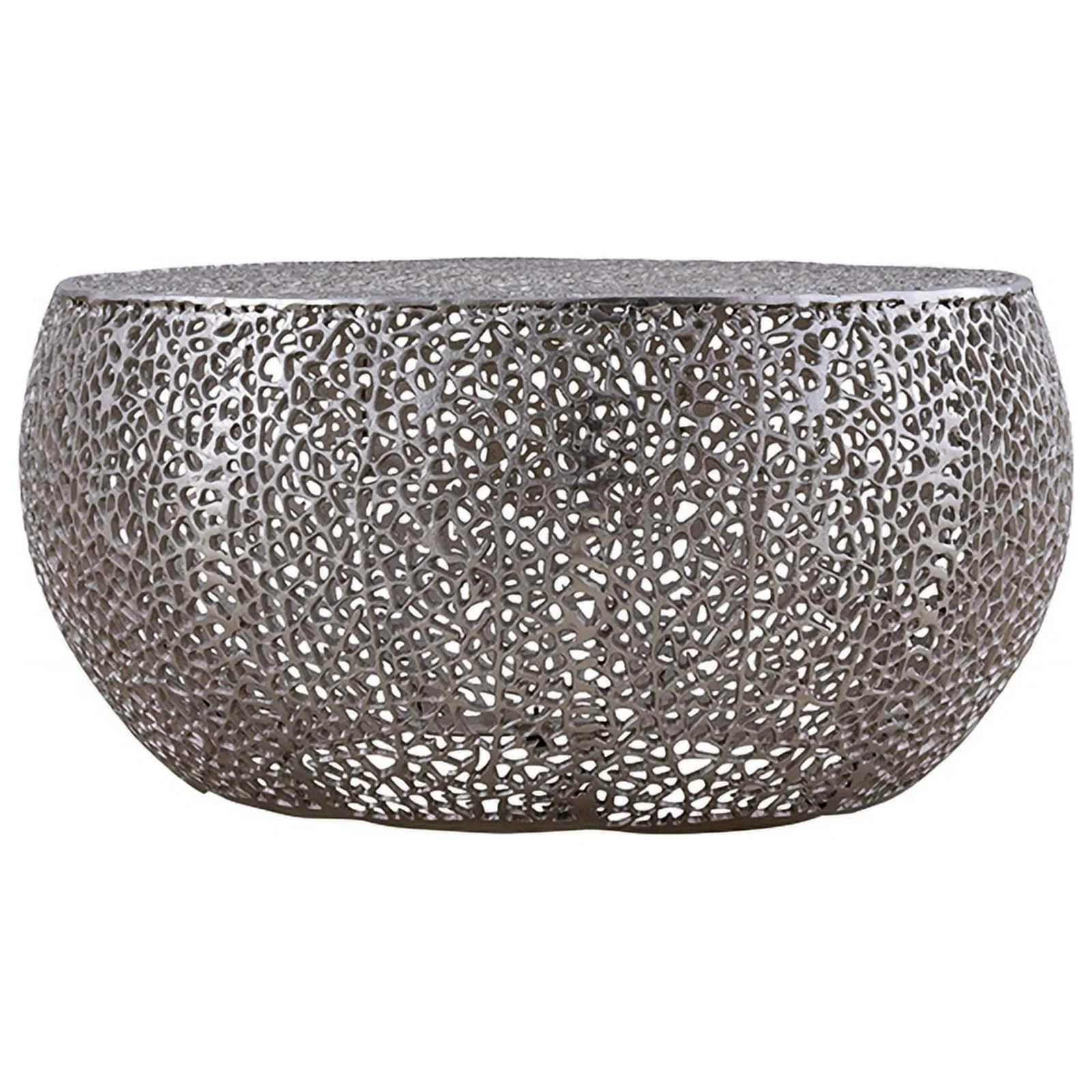 CT3502-32 Round Coffee Table Made with Aluminum in Silver Color - Curated Treasures Market