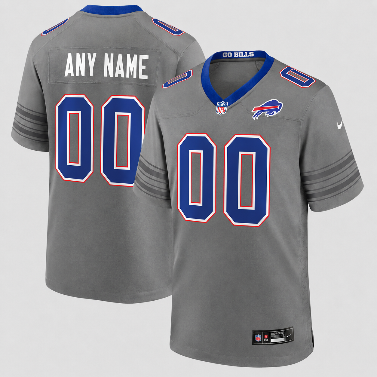 Men's Buffalo Bills  Nike Gray Nickel City  Custom Jersey