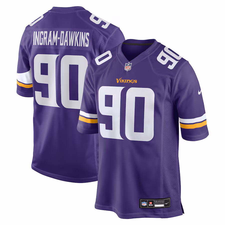 Men's Minnesota Vikings Tyrion Ingram-Dawkins Nike Purple Team Game Jersey