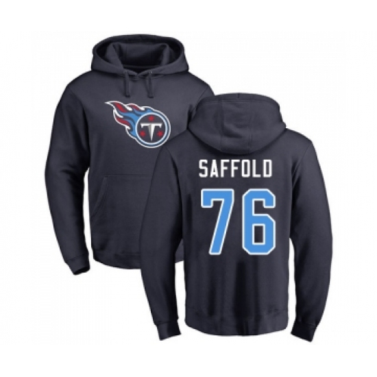 Football Tennessee Titans #76 Rodger Saffold Navy Blue Name & Number Logo Pullover Hoodie