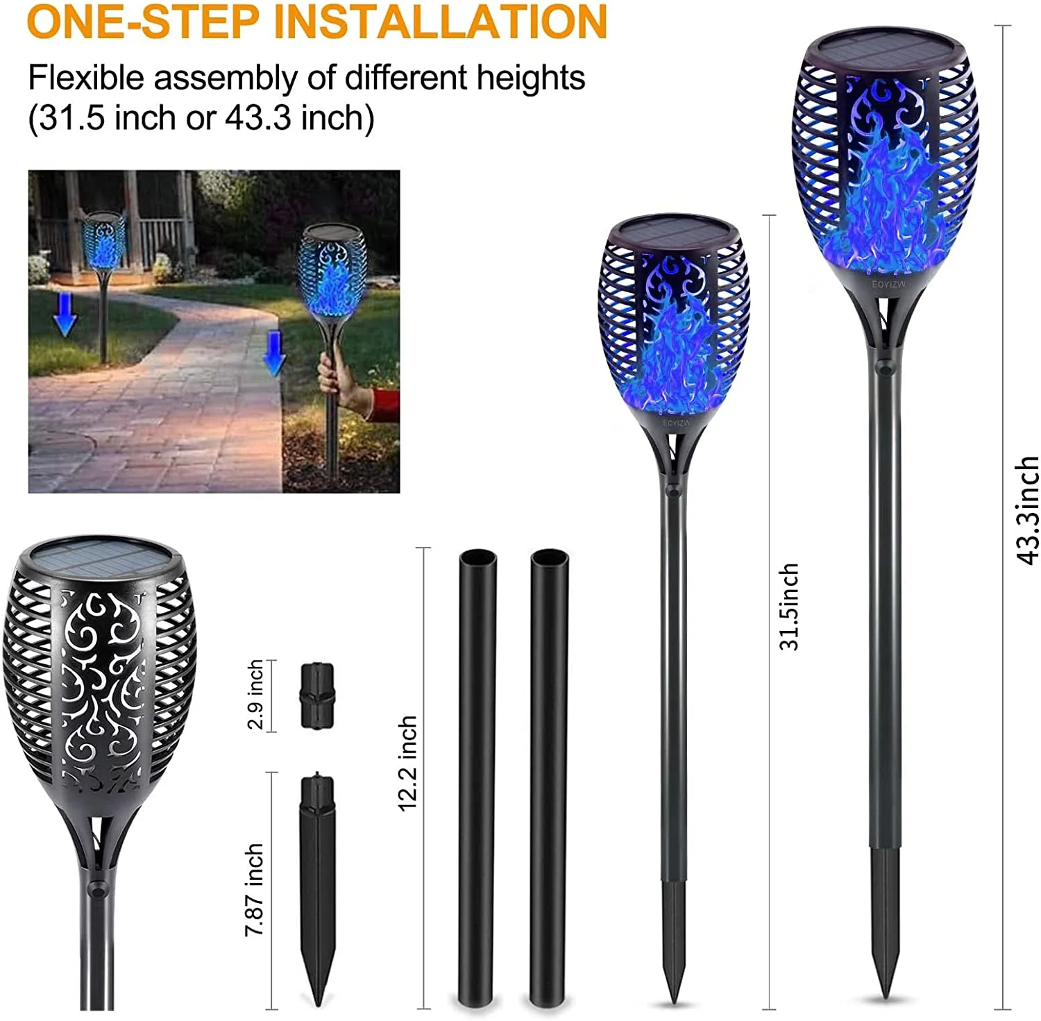 Solar Lights Outdoor 4 Pack, Premium 99 LEDs Solar Torch Light with Flickering Flame Outdoor Decor- IP65 Waterproof Solar Garden Lights for Halloween Decorations Yard Garden Porch - Curated Treasures Market