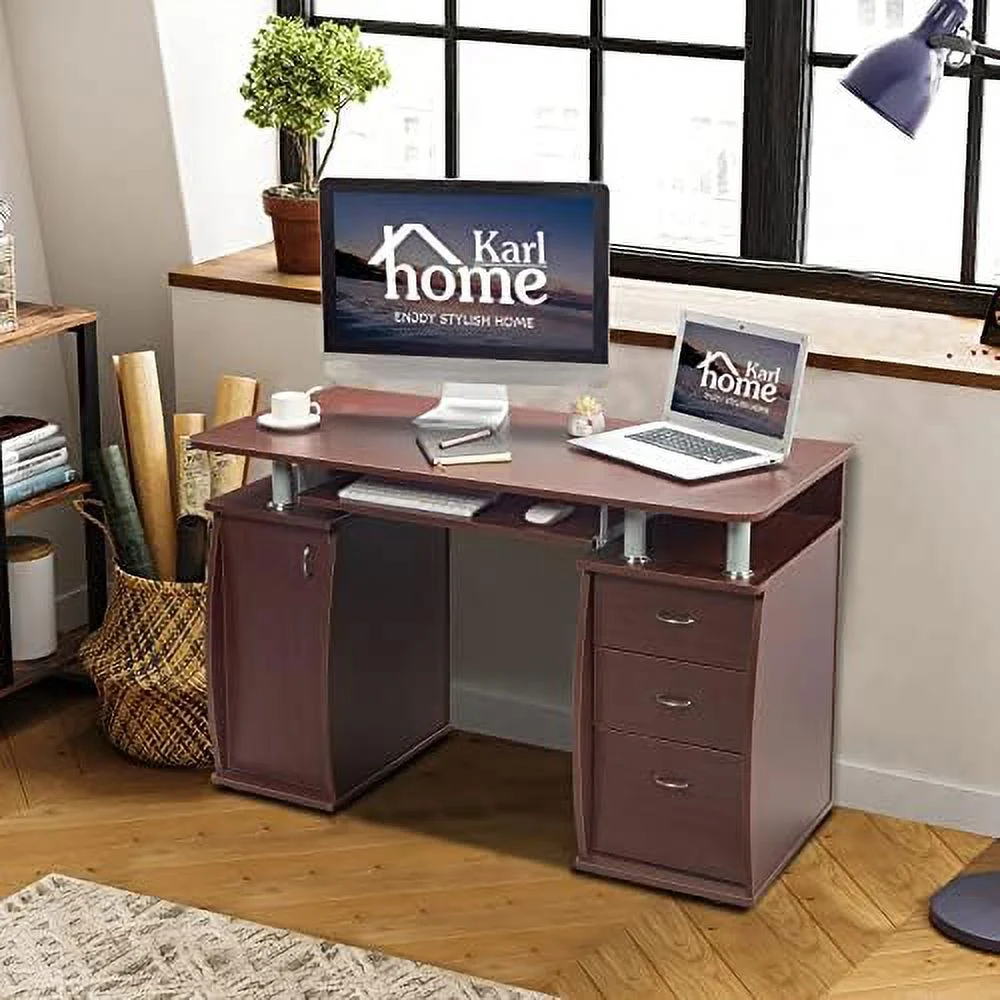 TQJKLFDY Computer Desk with Drawers &  Cabinet  Small Office Desk PC Laptop Workstation for Home  Studio  Office  Apartment  Black - Curated Treasures Market