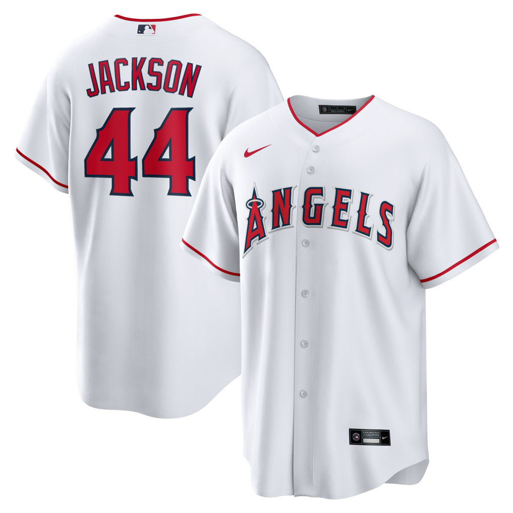 Men's Los Angeles Angels Reggie Jackson Nike White Home Retired Player Replica Jersey