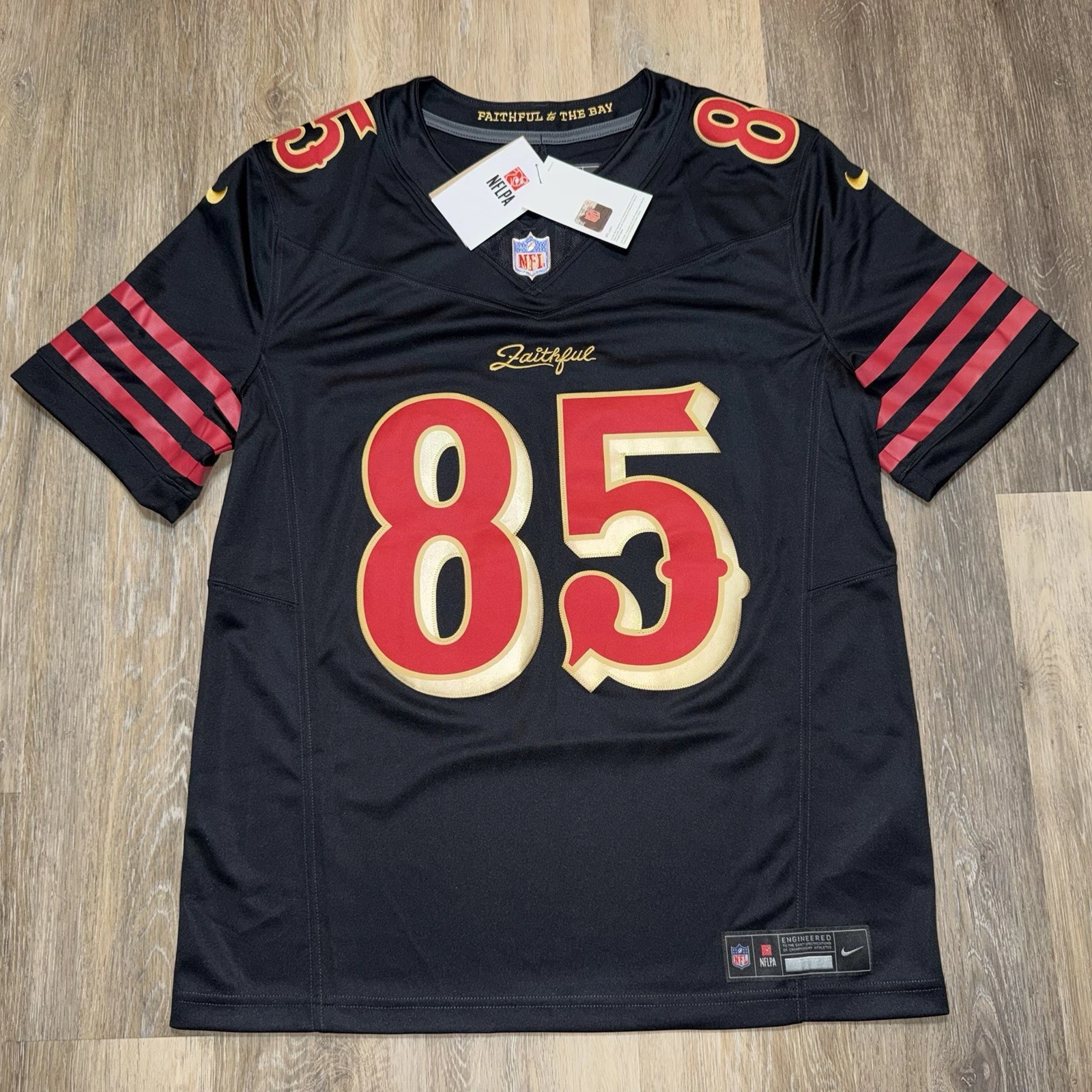 Men's San Francisco 49ers George Kittle Nike Black 2025 Rivalries Collection Game Jersey