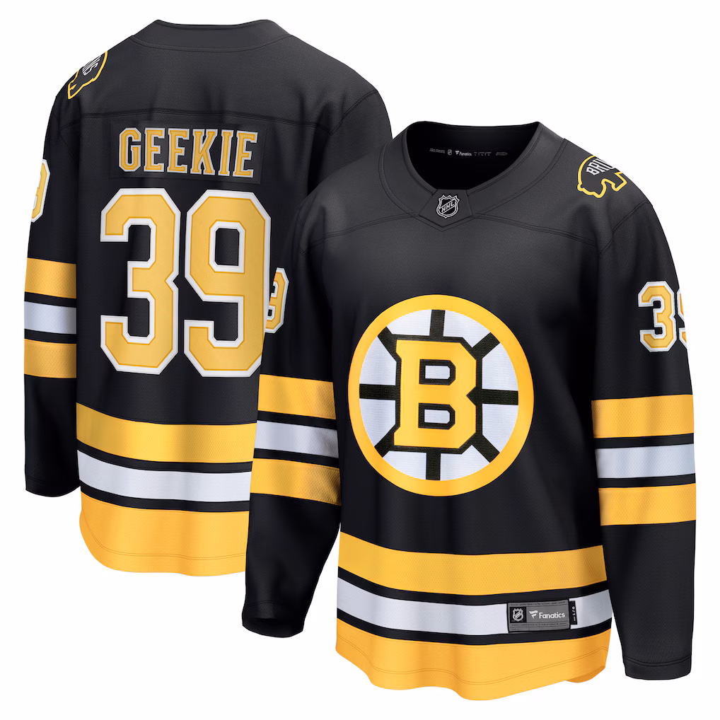 Men's Boston Bruins Morgan Geekie Fanatics Black Home Breakaway Player Jersey