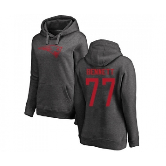 Football Women's New England Patriots #77 Michael Bennett Ash One Color Pullover Hoodie