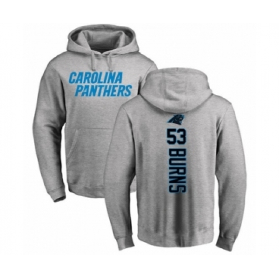 Football Carolina Panthers #53 Brian Burns Ash Backer Pullover Hoodie