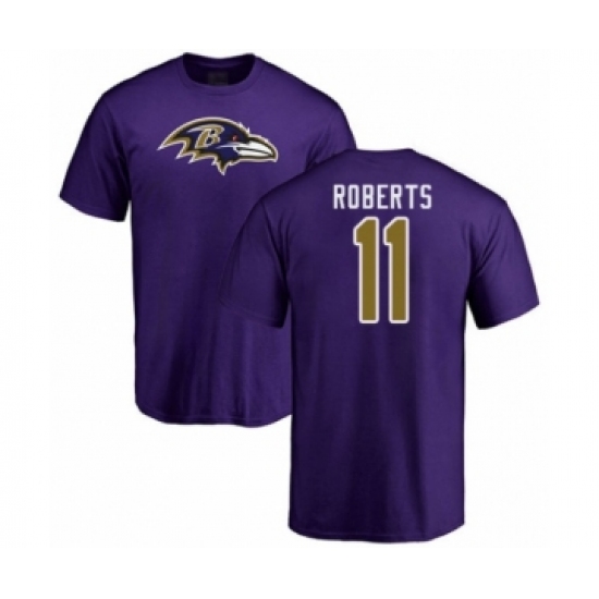 Football Baltimore Ravens #11 Seth Roberts Purple Name & Number Logo T-Shirt