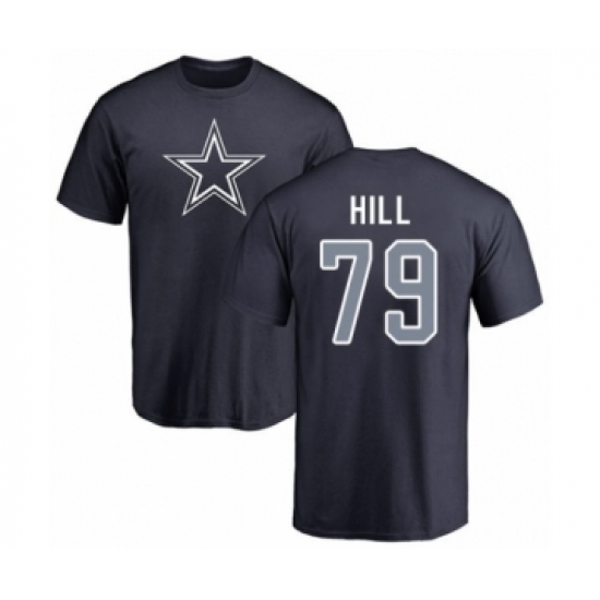 Football Dallas Cowboys #79 Trysten Hill Navy Blue Name & Number Logo T-Shirt