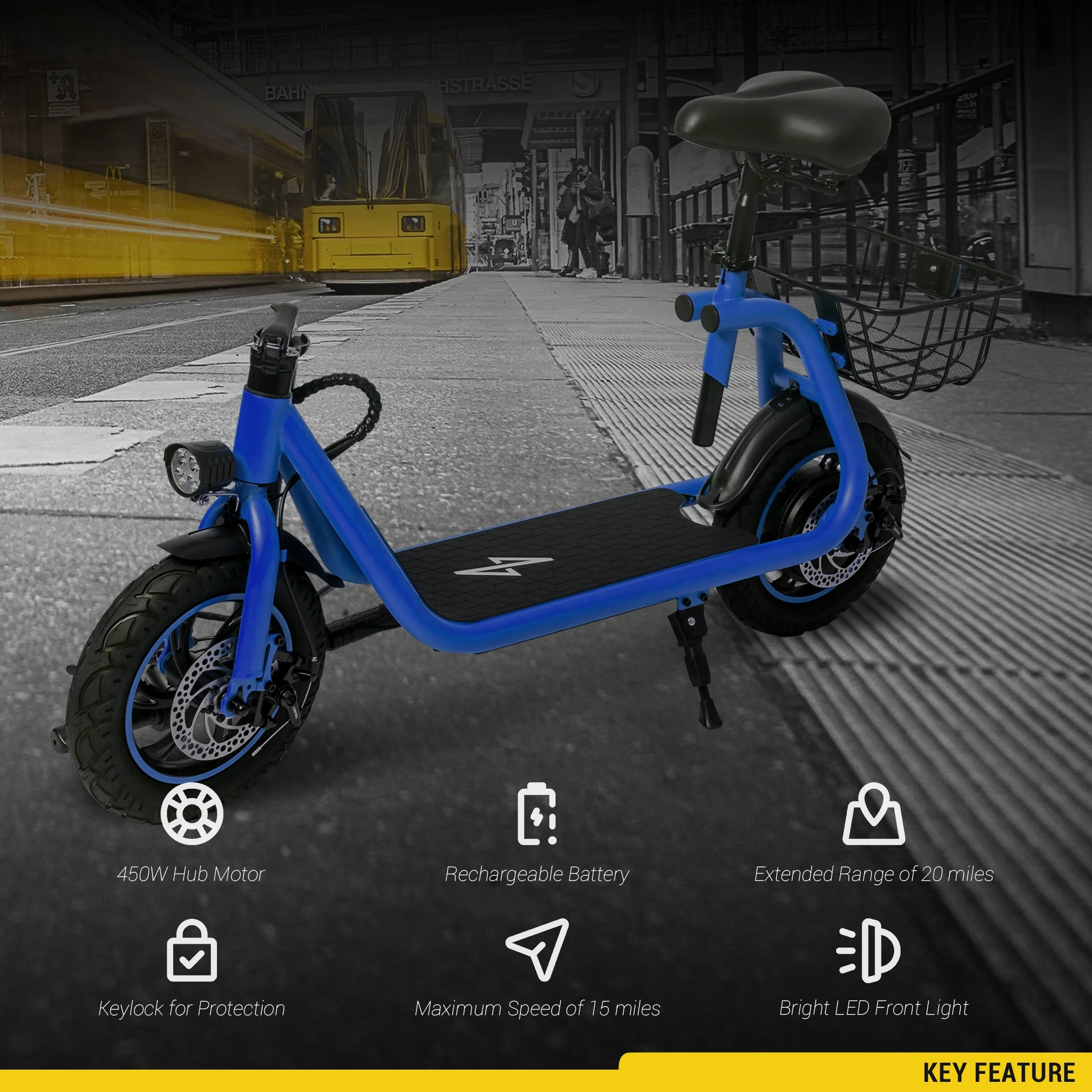Phantomgogo Electric Scooter for Adults Foldable Scooter with Seat & Carry Basket E-Scooter with Brushless Motor 15MPH 265lbs Max Load E Mopeds for Adults Commuter - Curated Treasures Market