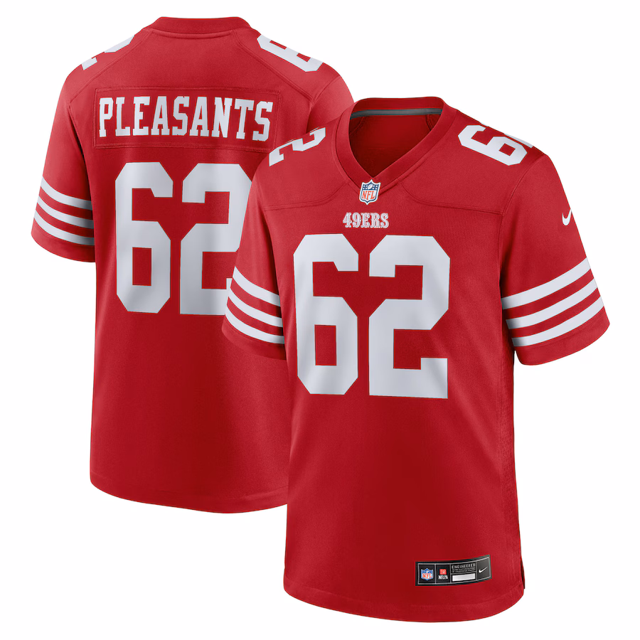 Men's San Francisco 49ers Austen Pleasants Nike Scarlet Team Game Jersey