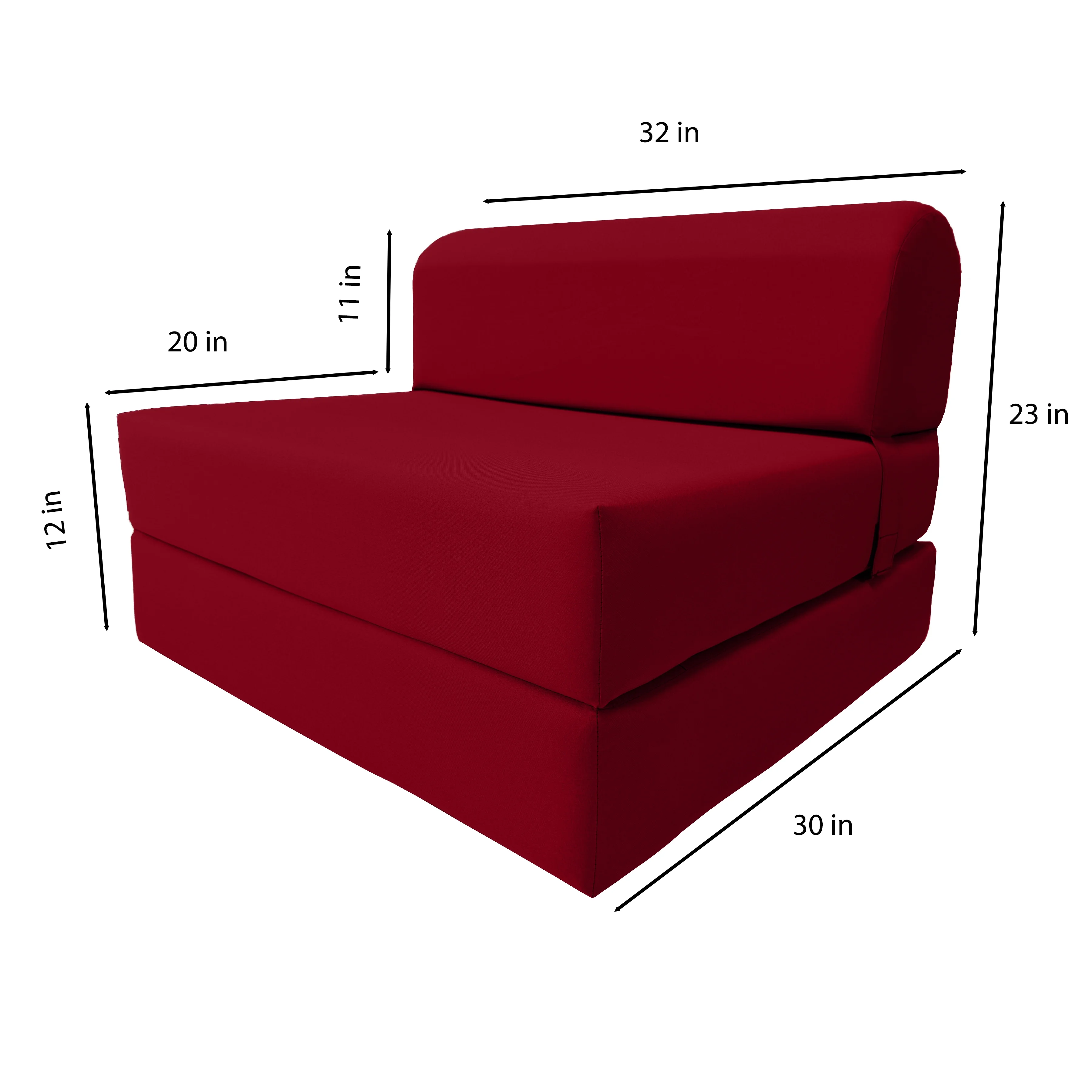 Red Sleeper Chair Folding Foam Beds. Portable Studio Sofa Guest Bed. 6 x 32 x 70