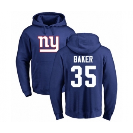 Football New York Giants #35 Deandre Baker Royal Blue Name & Number Logo Pullover Hoodie