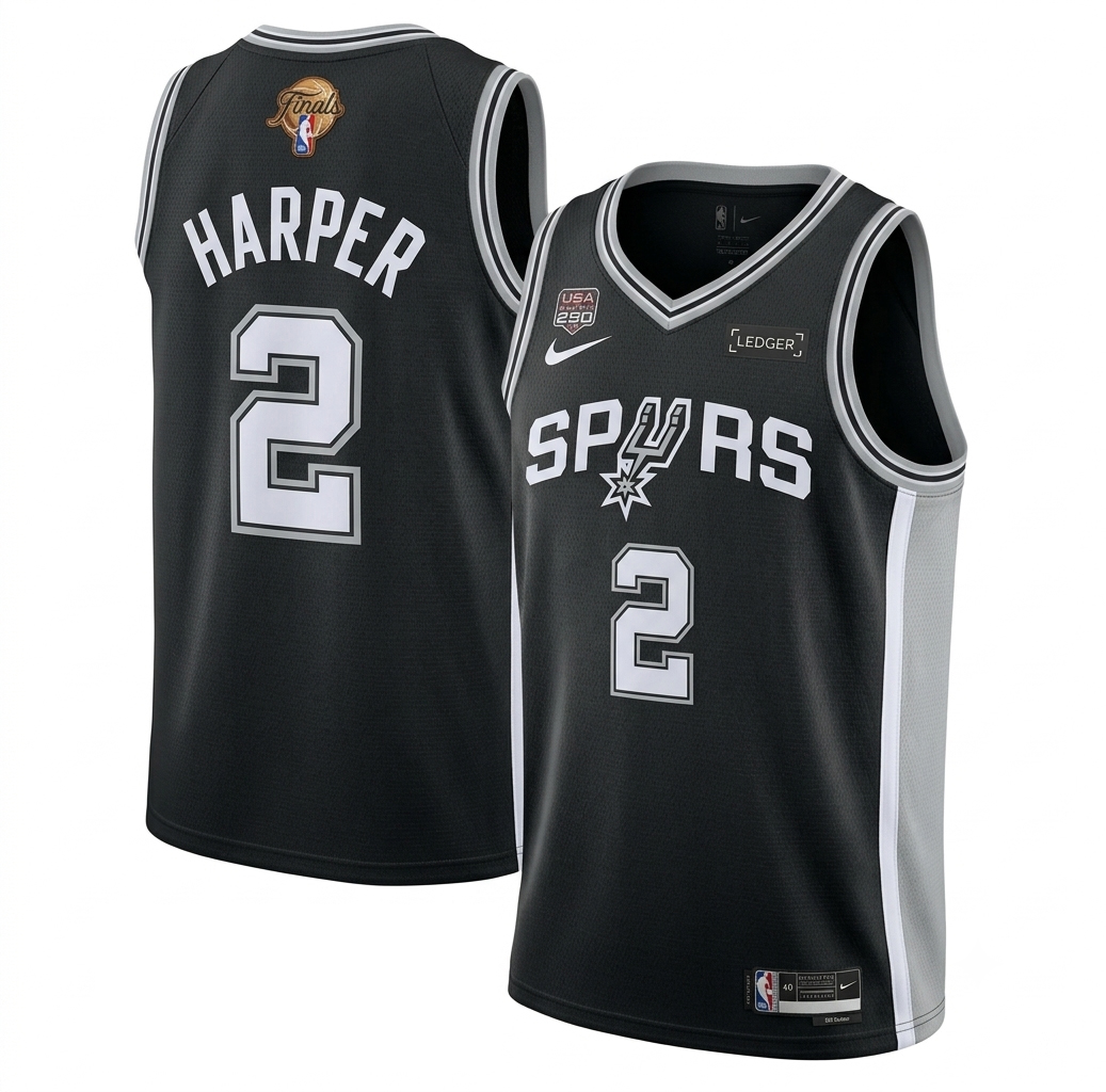 Men's San Antonio Spurs Dylan Harper Fanatics Black 2025 NBA Draft First Round Pick Fast Break Replica Jersey - Icon Edition