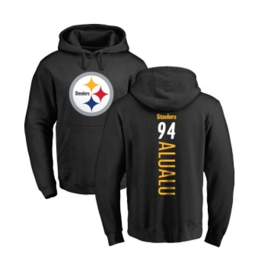 Football Pittsburgh Steelers #94 Tyson Alualu Black Backer Pullover Hoodie