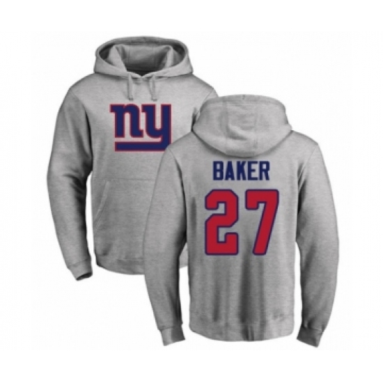 Football New York Giants #27 Deandre Baker Ash Name & Number Logo Pullover Hoodie