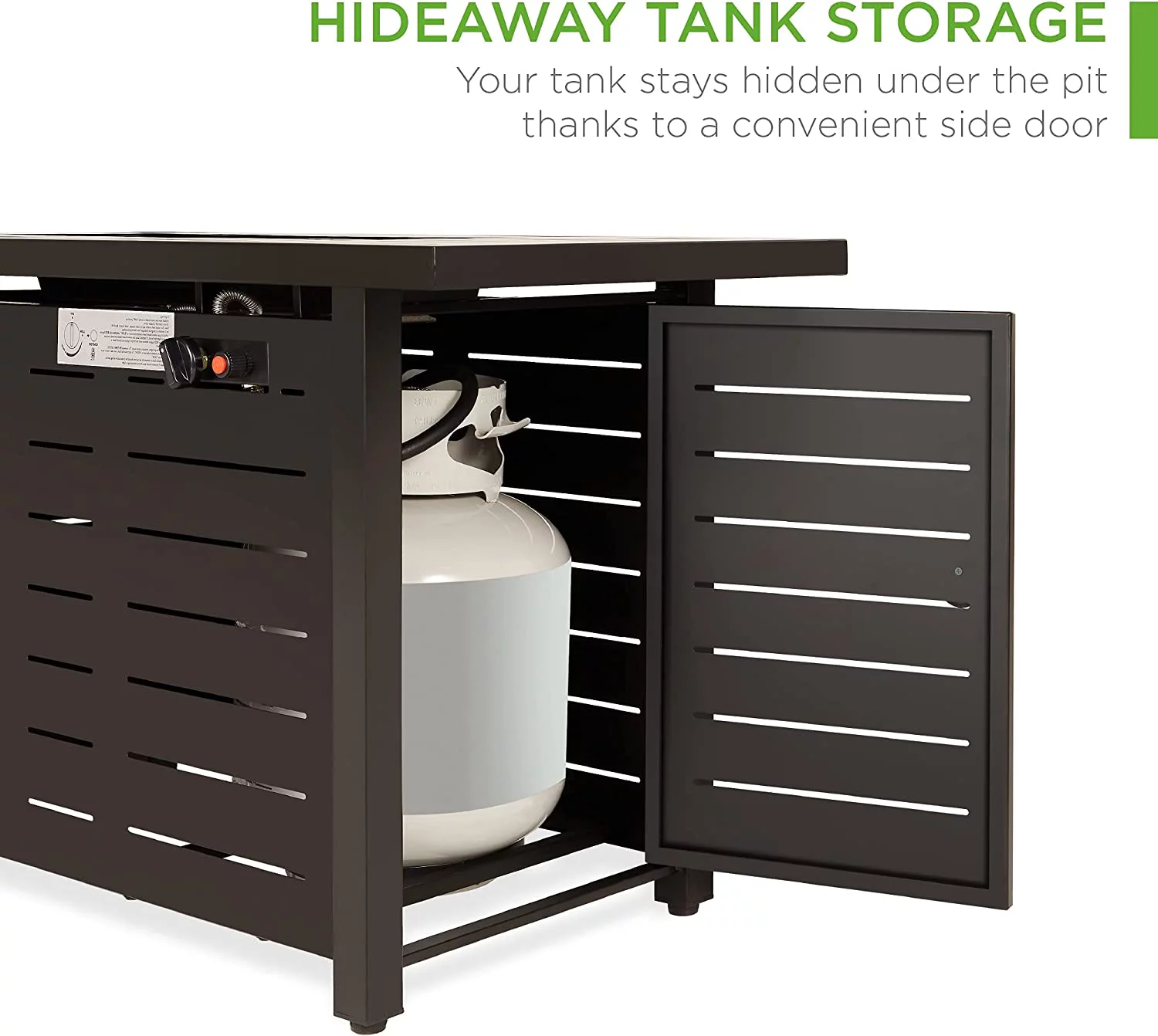 Fire Pit Table 42in 50,000 BTU Rectangular Steel Propane Gas for Outdoor, Patio w/Burner Lid, Auto Ignition, Hideaway Tank Storage, Cover, Glass Beads - Dark Brown - Curated Treasures Market