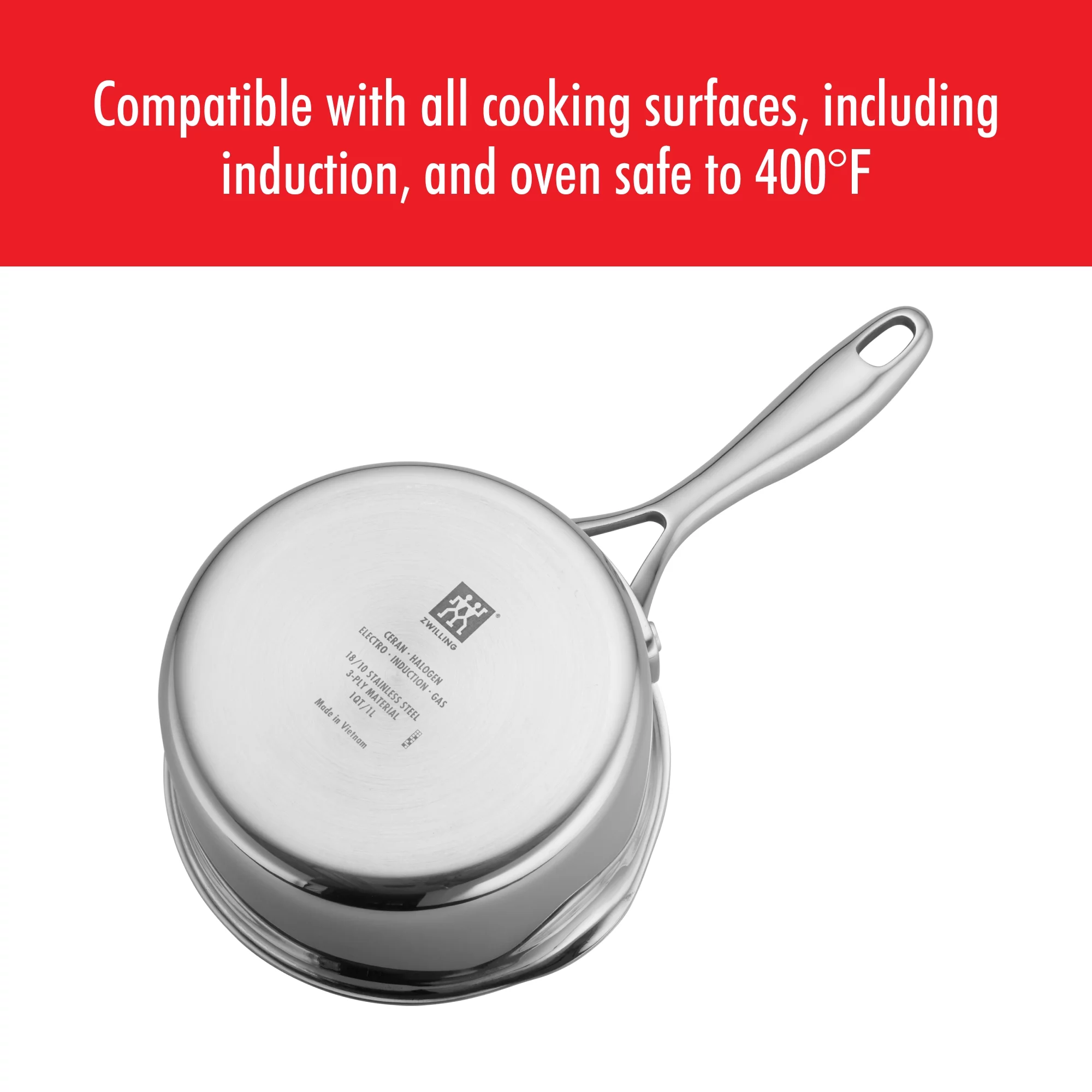 ZWILLING Clad CFX 1-qt Stainless Steel Ceramic Nonstick Saucepan