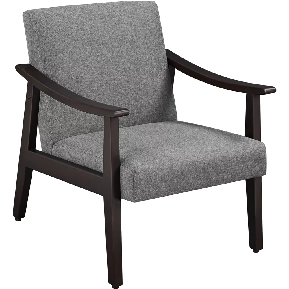 Alden Design Mid-Century Modern Accent Chair with Wooden Frame, Dark Gray Fabric - Curated Treasures Market