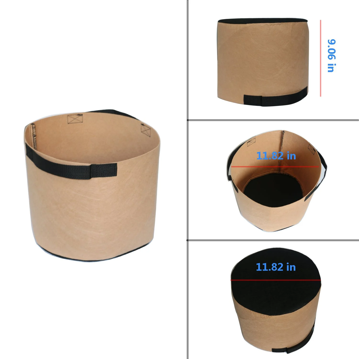 HONGVILLE 5-Pack Grow Bags/Aeration Fabric Pots w/Handles Tan Color - Curated Treasures Market