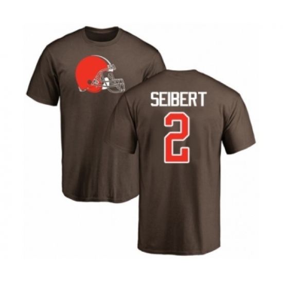 Football Cleveland Browns #2 Austin Seibert Brown Name & Number Logo T-Shirt