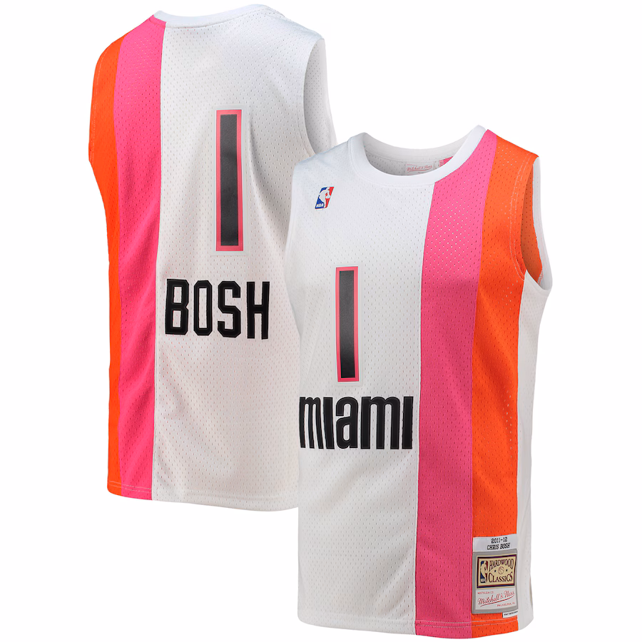 Men's Miami Heat Chris Bosh Mitchell & Ness White 2011/12 Hardwood Classics Swingman Jersey