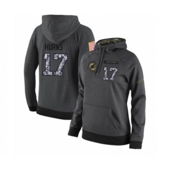 Football Women's Miami Dolphins #17 Allen Hurns Stitched Black Anthracite Salute to Service Player Performance Hoodie